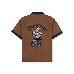 Pleasures Daisy Bowling Button Down - Brown - Crowdless