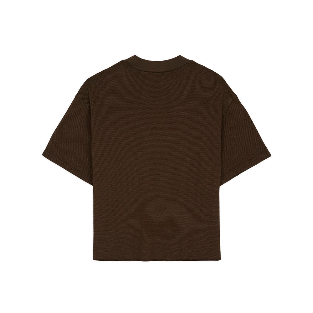 Brain Dead Boxy Thermal Mock Neck T-Shirt - Brown - Crowdless