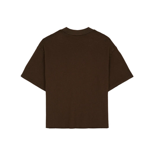 Brain Dead Boxy Thermal Mock Neck T-Shirt - Brown - Crowdless