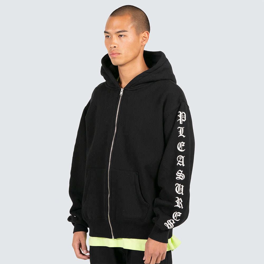 Pleasures Oe Zip Up Hoodie - Black - Crowdless