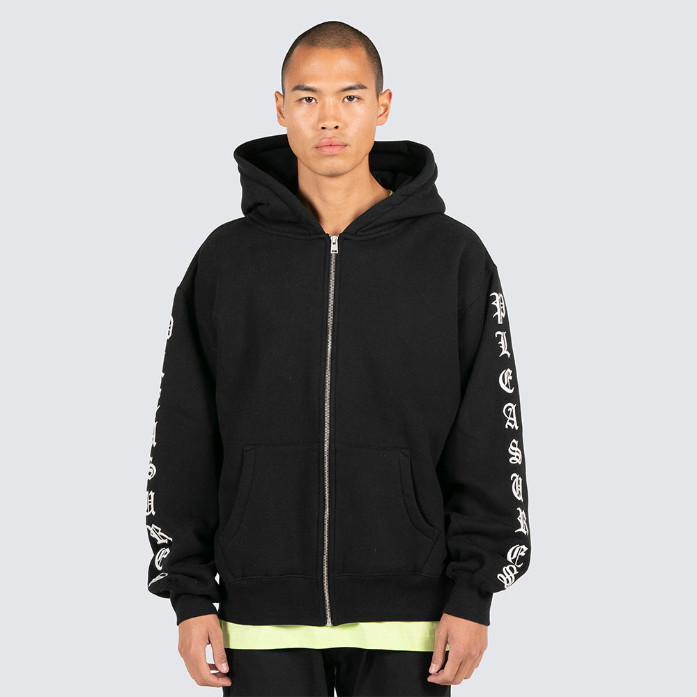 Pleasures Oe Zip Up Hoodie - Black - Crowdless