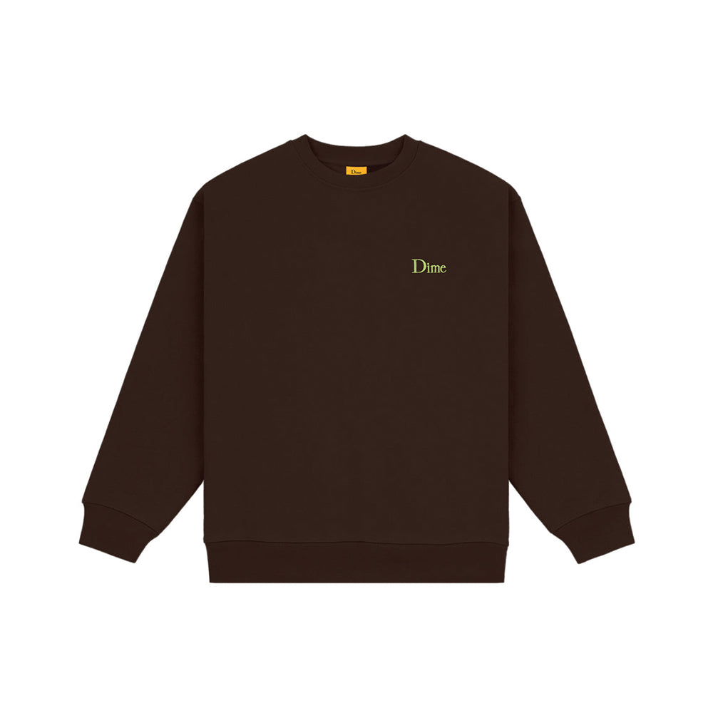 Dime Small Logo Crewneck - Deep Brown - Crowdless