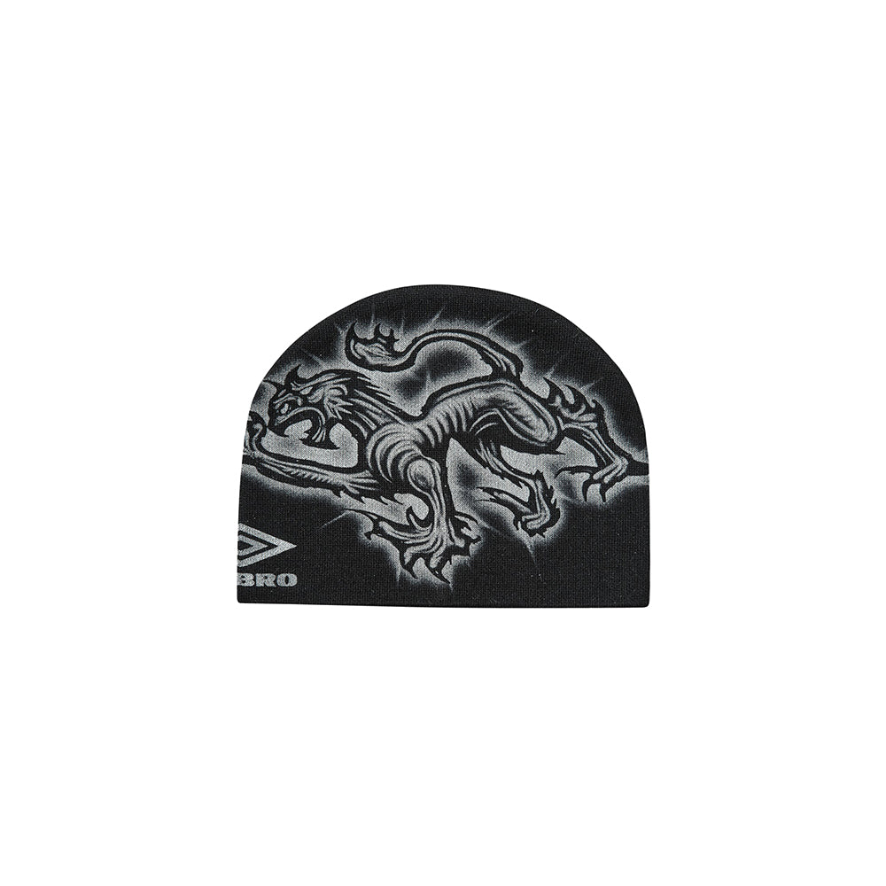Umbro Heraldic black beanie with folded cuff and embroidered logo