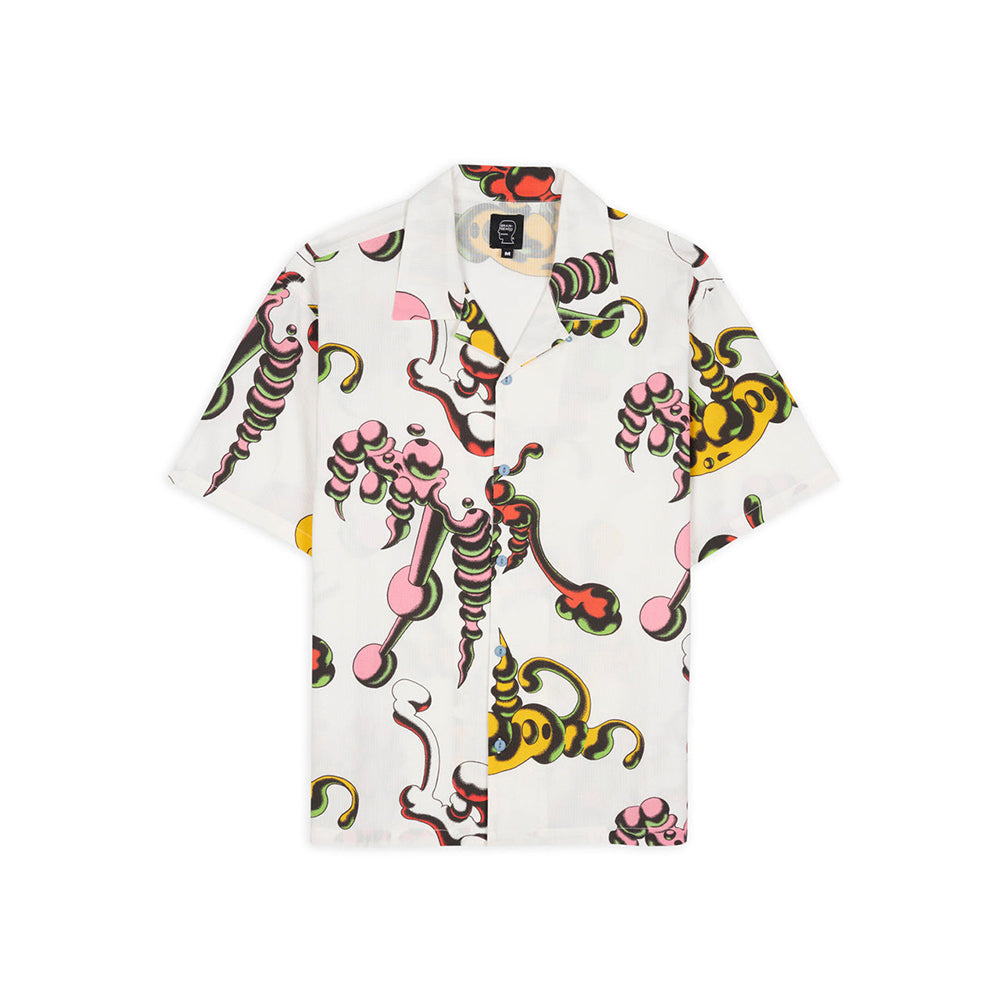 Brain Dead Tetsunori Tawaraya Seersucker Short Sleeve Button Up - White/Multi - Crowdless