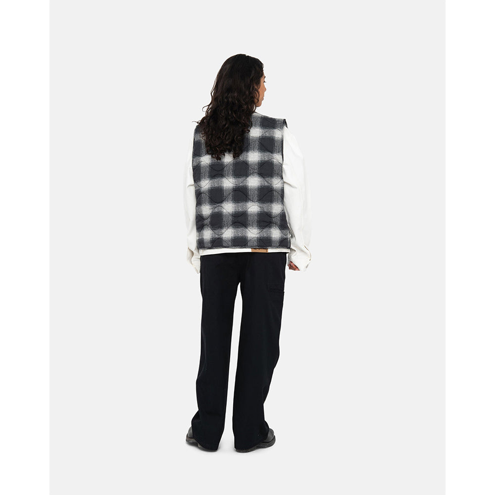 Stüssy Plaid Nylon Liner Vest - Black - Crowdless