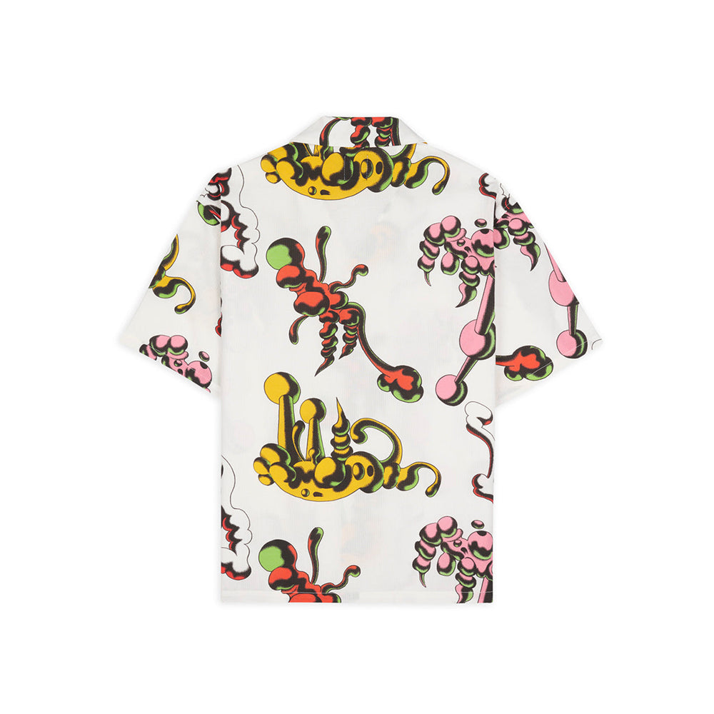 Brain Dead Tetsunori Tawaraya Seersucker Short Sleeve Button Up - White/Multi - Crowdless