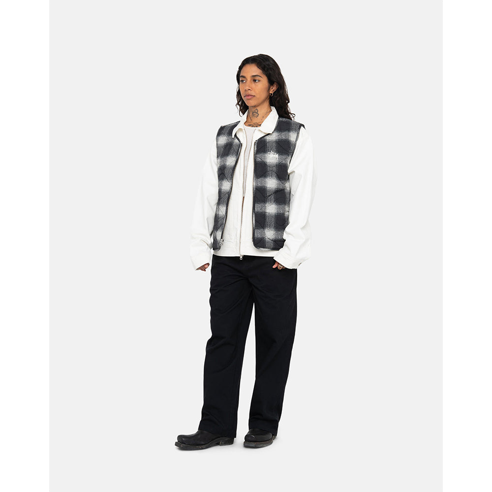 Stüssy Plaid Nylon Liner Vest - Black - Crowdless