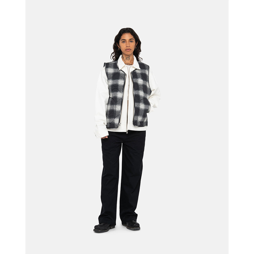 Stüssy Plaid Nylon Liner Vest - Black - Crowdless