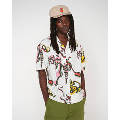 Brain Dead Tetsunori Tawaraya Seersucker Short Sleeve Button Up - White/Multi - Crowdless