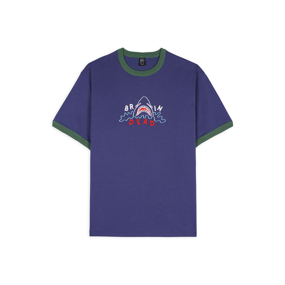 Shark Attack Ringer T-shirt - Navy