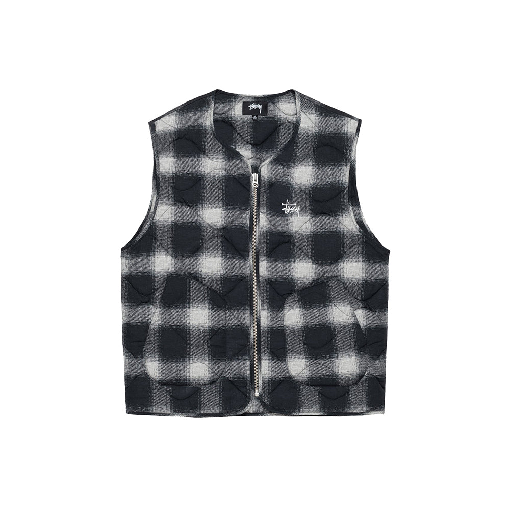 Stüssy Plaid Nylon Liner Vest - Black - Crowdless