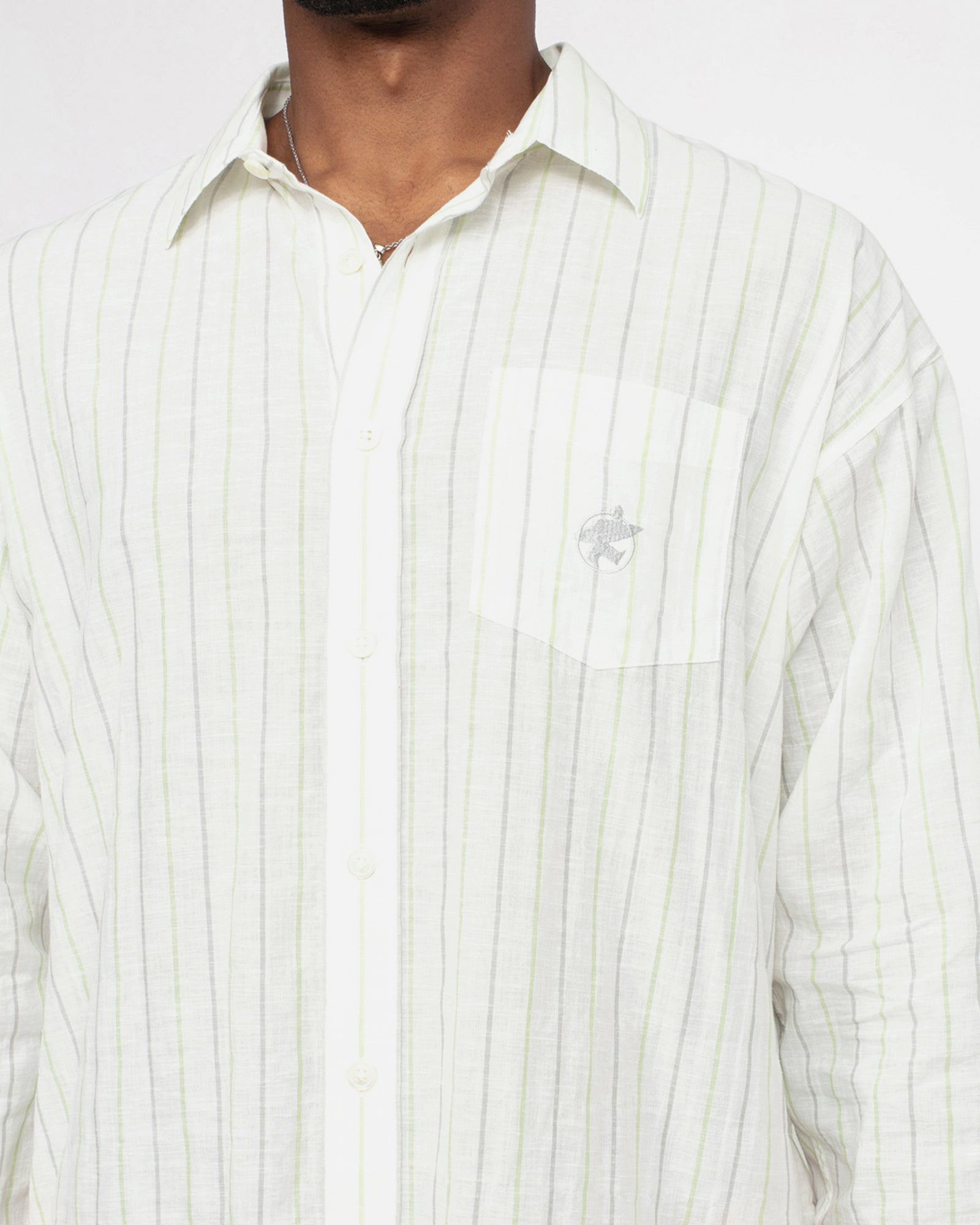 Stüssy Classic Shirt Striped Cotton Linen - White - Crowdless