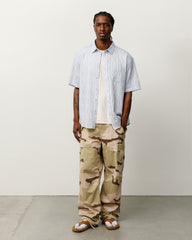 Wavy Striped Short Sleeve Shirt - Blue