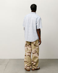 Wavy Striped Short Sleeve Shirt - Blue