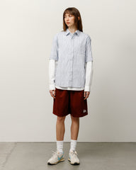 Wavy Striped Short Sleeve Shirt - Blue