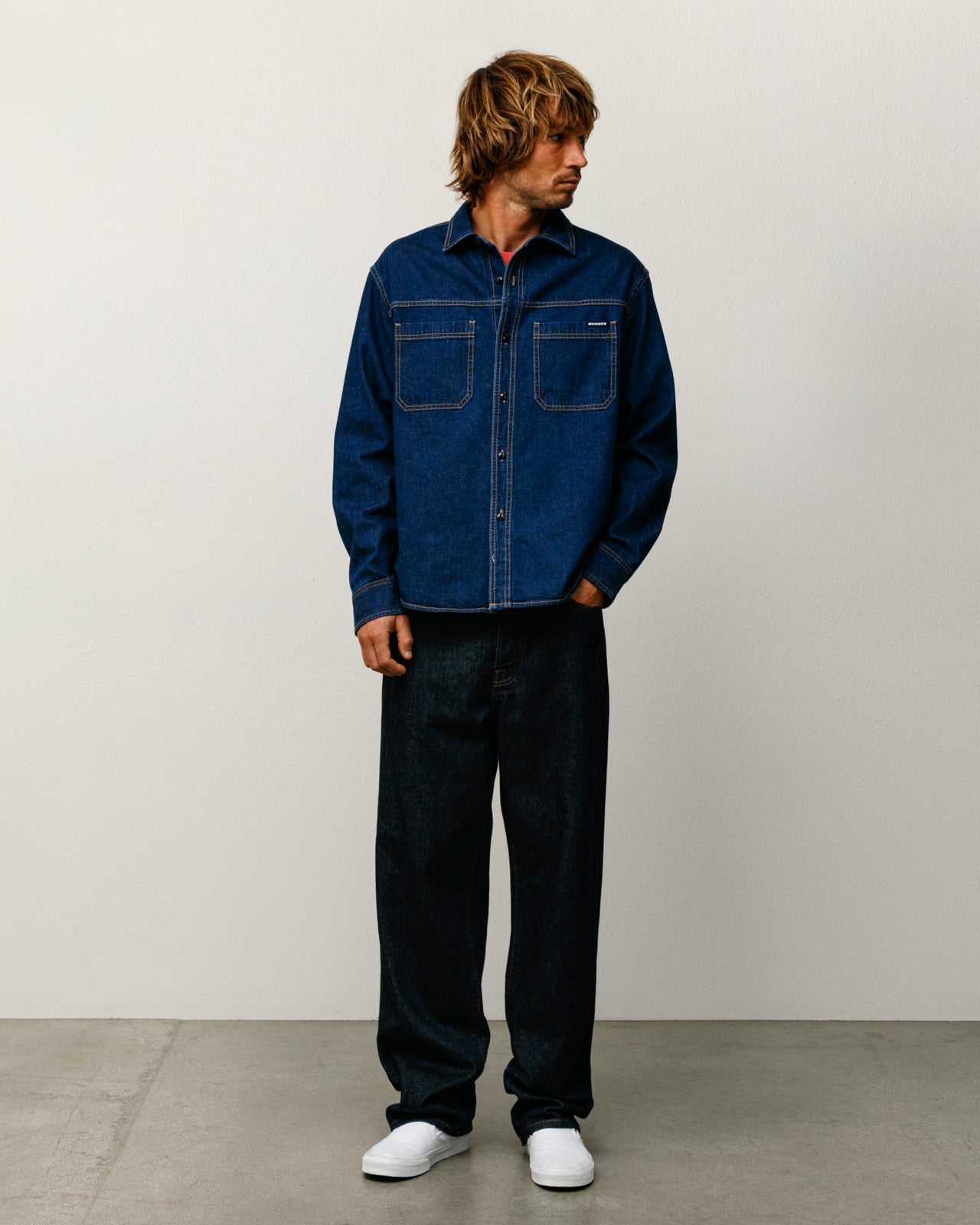Stüssy Work Denim Shirt - Dark Denim - Crowdless