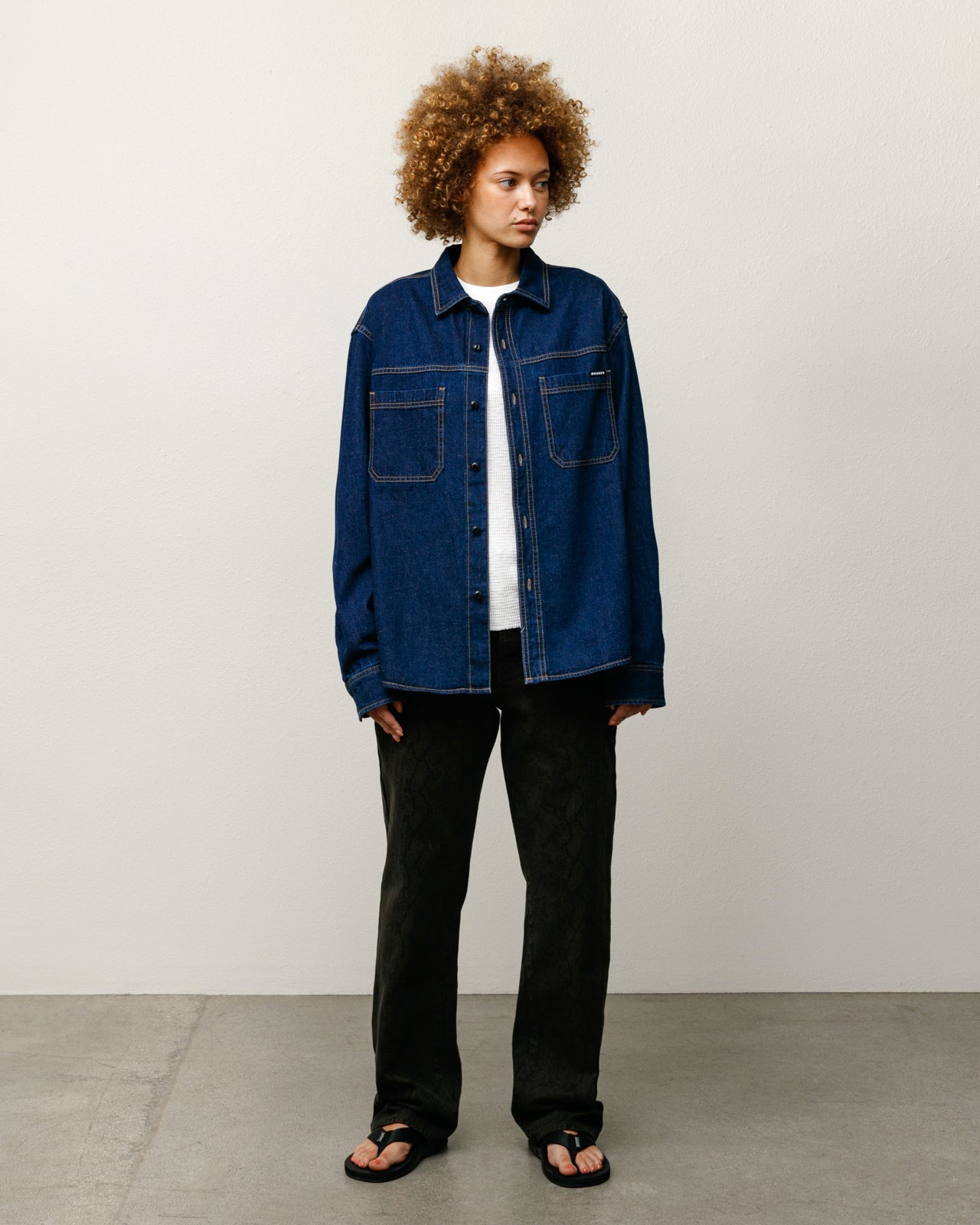 Stüssy Work Denim Shirt - Dark Denim - Crowdless
