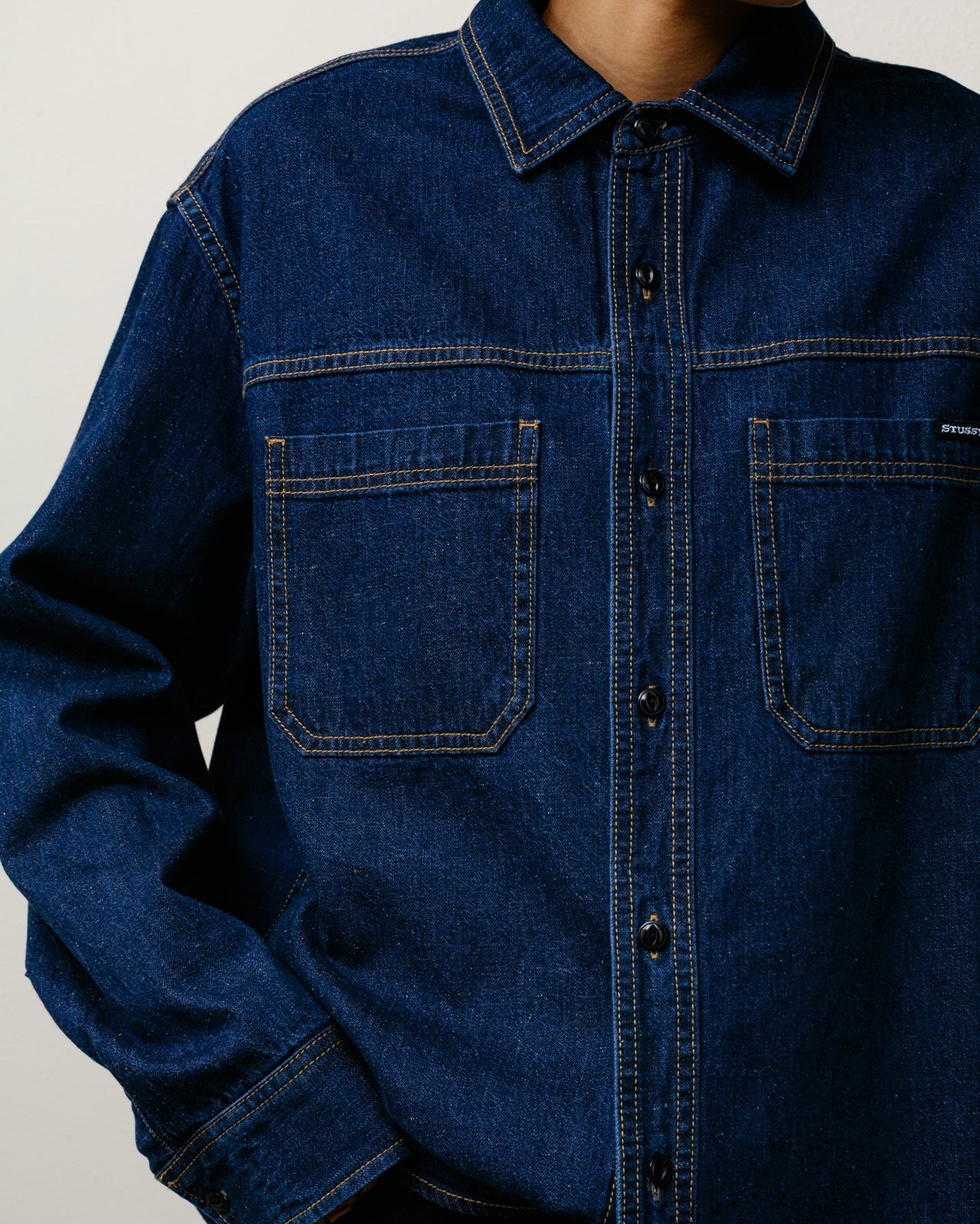Stüssy Work Denim Shirt - Dark Denim - Crowdless