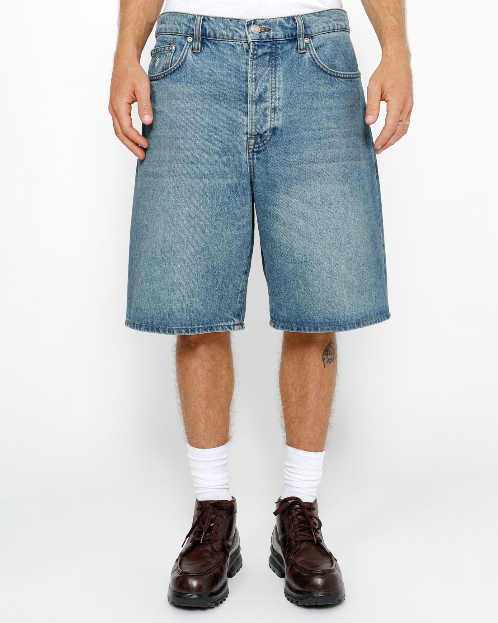 Stüssy Big Ol’ Short Denim - Washed Blue - Crowdless