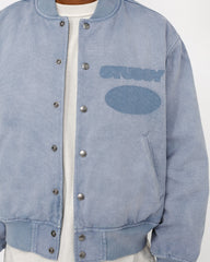 Ghost Logo Canvas Varsity Jacket - Blue