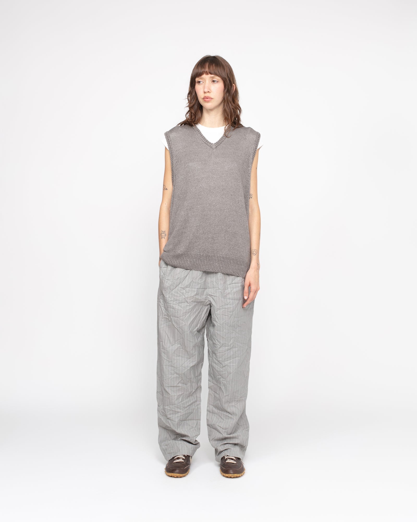 Stüssy Loose Knit Linen Vest - Stone - Crowdless