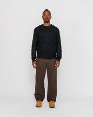 Stüssy Loose Knit Cross Cable Sweater - Black - Crowdless