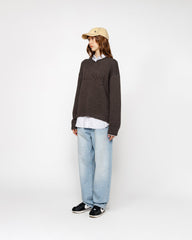 Embroidered V-Neck Logo Sweater - Brown