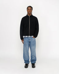 Full Zip Brushed Merino Sweater - Black