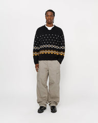 Roll Neck Fairisle Sweater - Charcoal