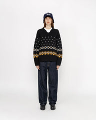 Roll Neck Fairisle Sweater - Charcoal