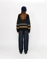 Roll Neck Fairisle Sweater - Charcoal