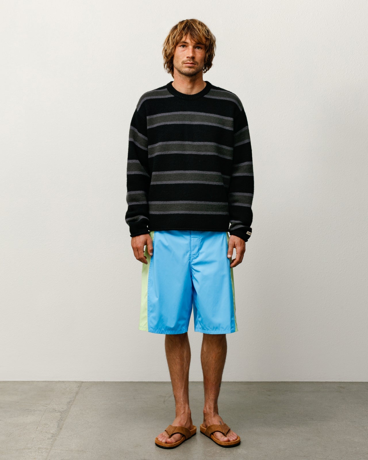 Stüssy Striped Wool Sweater - Black - Crowdless