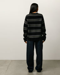 Stüssy Striped Wool Sweater - Black - Crowdless