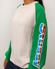 Two Tone Raglan Sweater - Natural