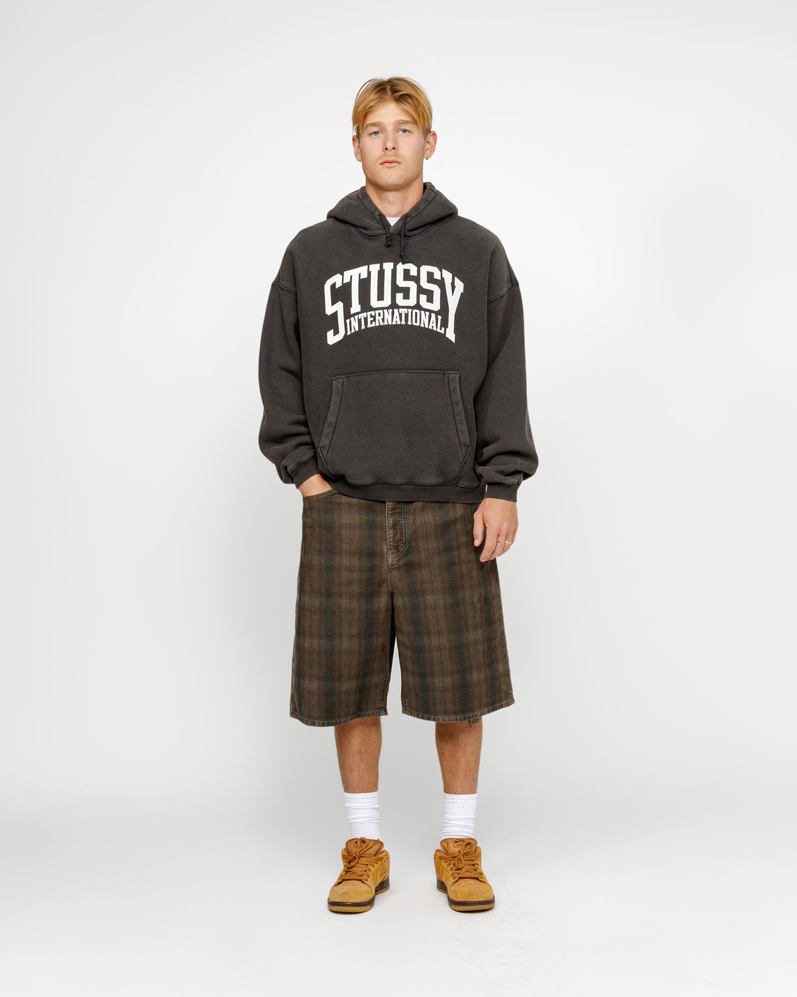 Stüssy Relaxed Hoodie International - Washed Black - Crowdless