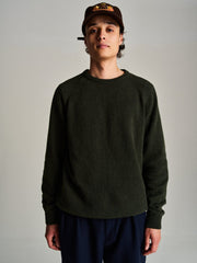 Pop Knitted Elbow Crewneck - Duffel Green
