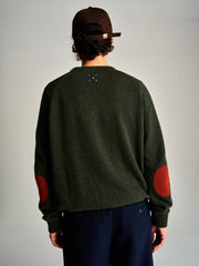 Pop Knitted Elbow Crewneck - Duffel Green