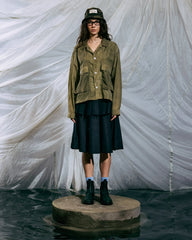 Brain Dead Cropped Nylon Button Up Shirt - Army - Crowdless