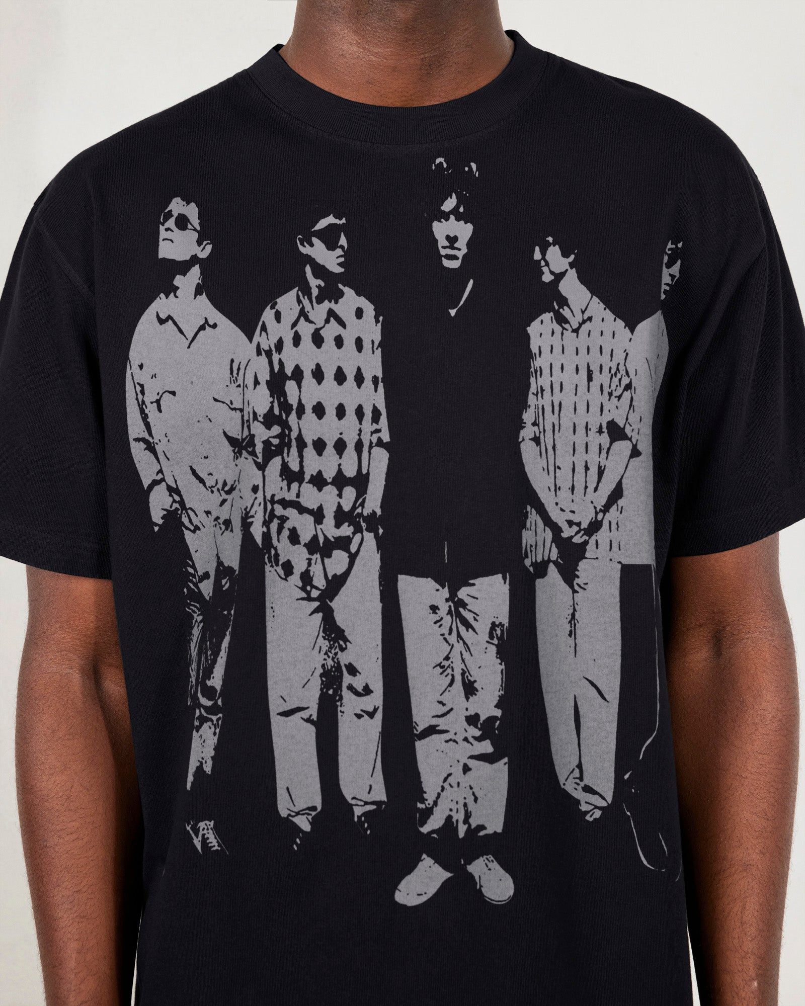 Faded black heavyweight T-shirt by Pleasures featuring a relaxed fit and minimal design, displayed on a plain background