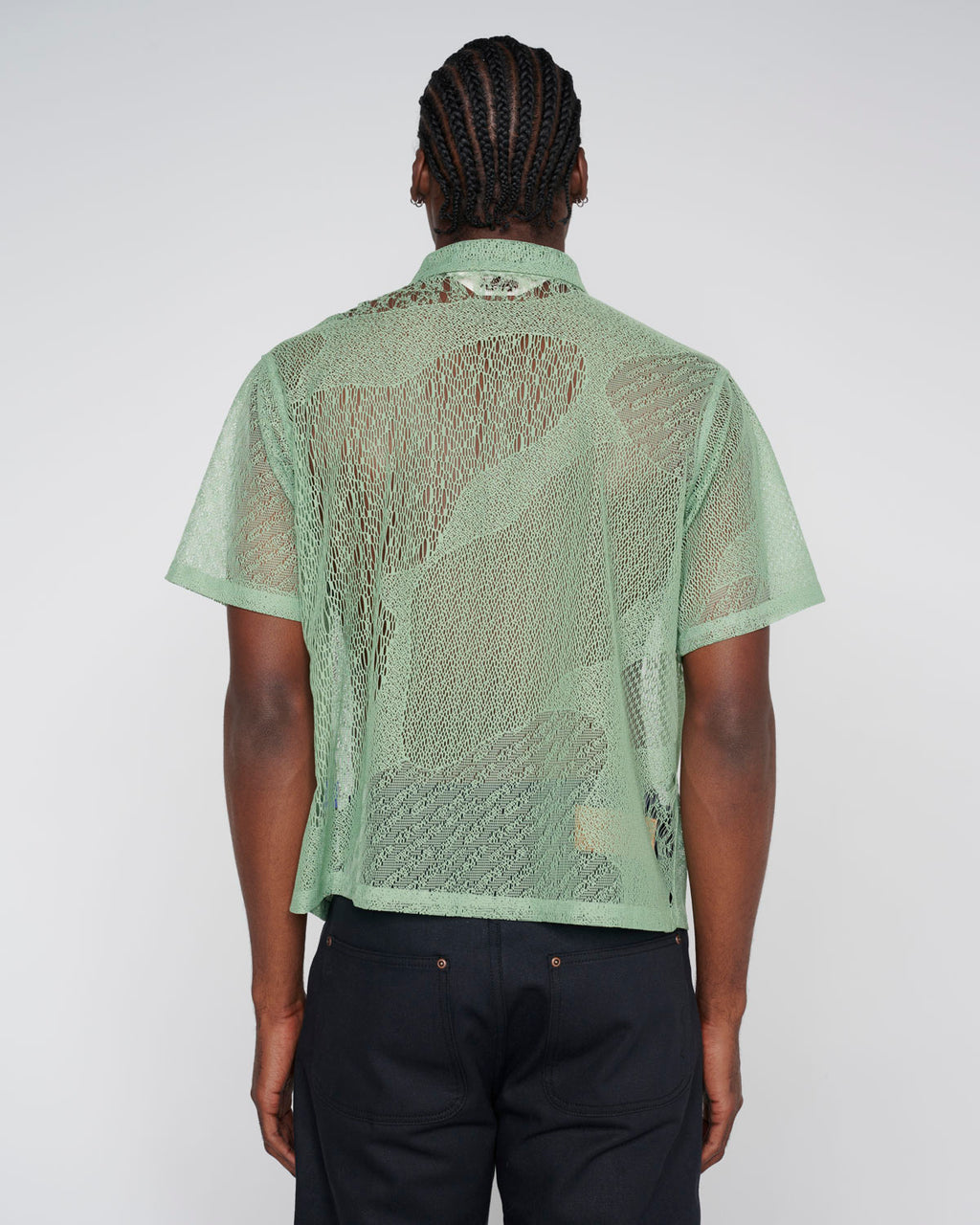 Brain Dead Engineered Mesh Short Sleeve Button Up - Green - Crowdless