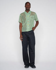 Brain Dead Engineered Mesh Short Sleeve Button Up - Green - Crowdless