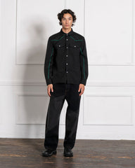 Nylon Western Button Up - Black