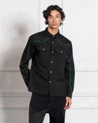 Nylon Western Button Up - Black