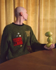 Brain Dead Future Vision Boxy Knit Sweater - Olive - Crowdless