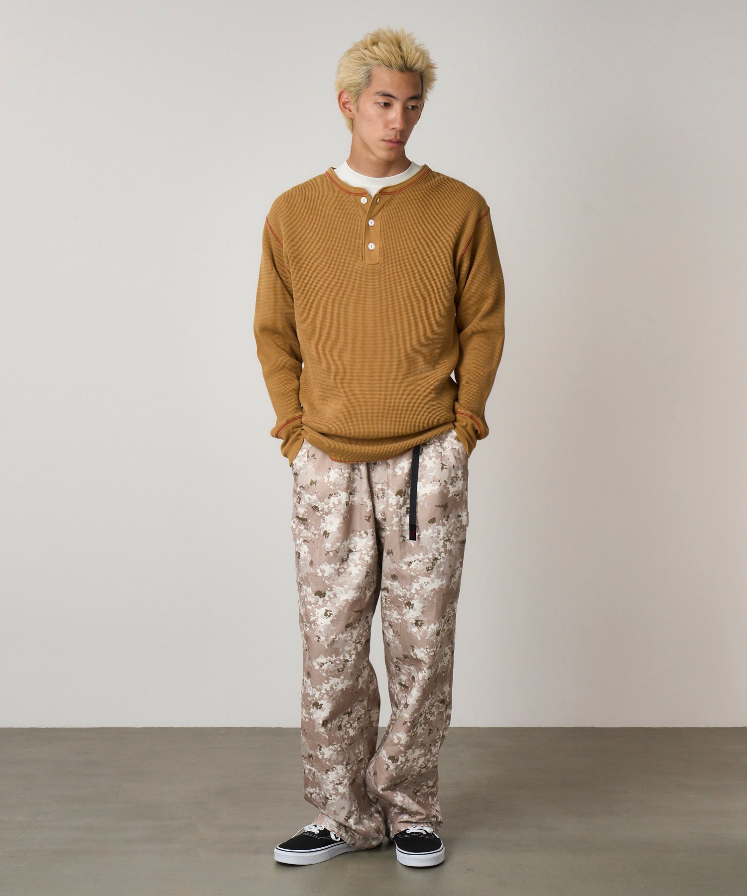 Gramicci Healthknit Waffle Henley - Cinnamon Pigment - Crowdless