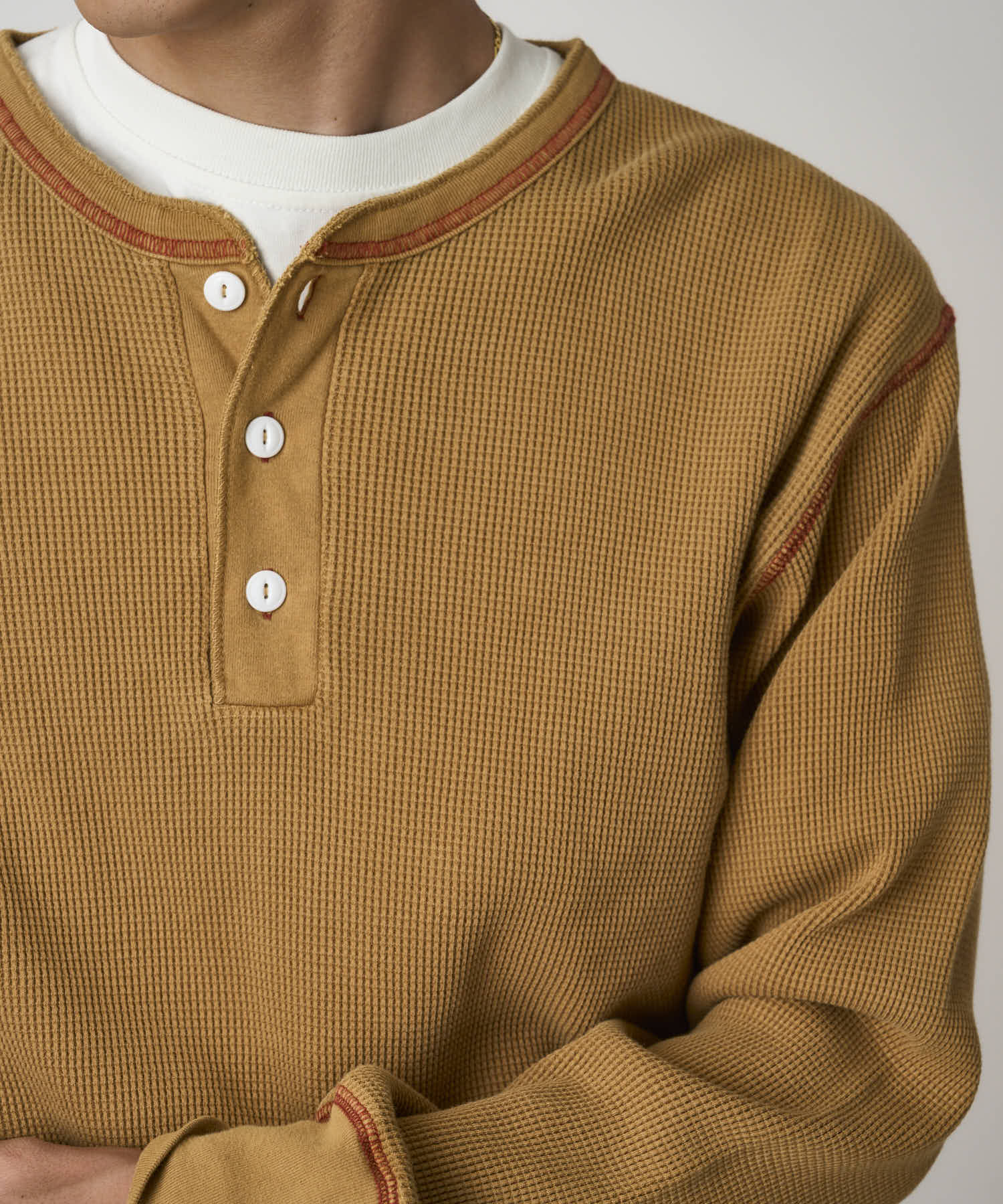Gramicci Healthknit Waffle Henley - Cinnamon Pigment - Crowdless