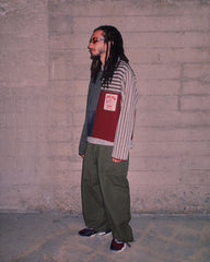 Brain Dead Mixed Stripe Boxy Knit Sweater - Green Multi - Crowdless