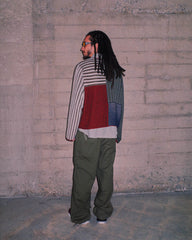 Brain Dead Mixed Stripe Boxy Knit Sweater - Green Multi - Crowdless