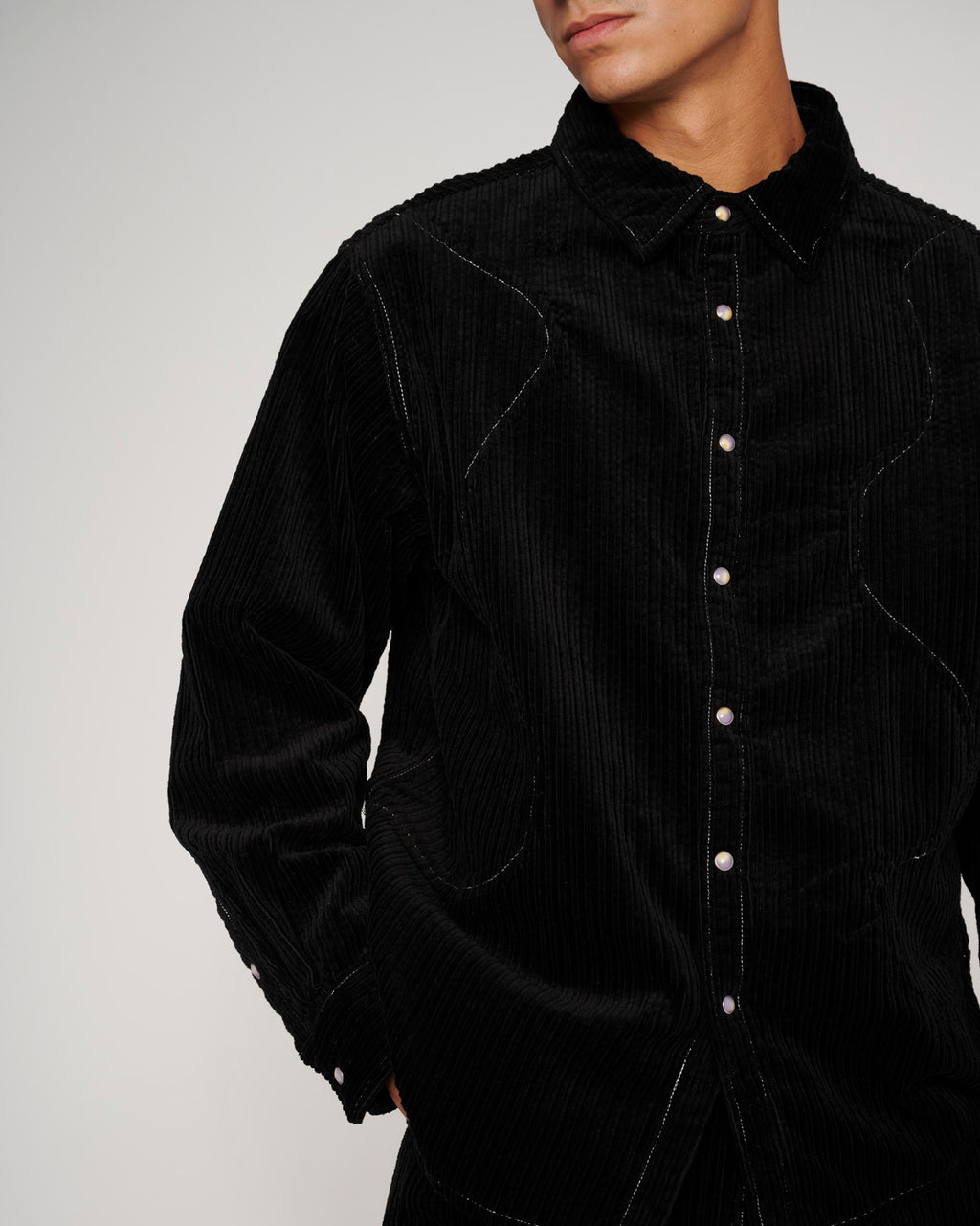 Brain Dead Organic Panel Ranch Shirt - Black - Crowdless