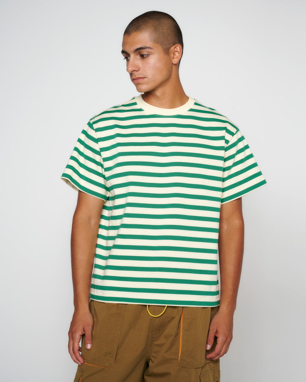 Brain Dead Organic Striped T-Shirt - Light Green - Crowdless